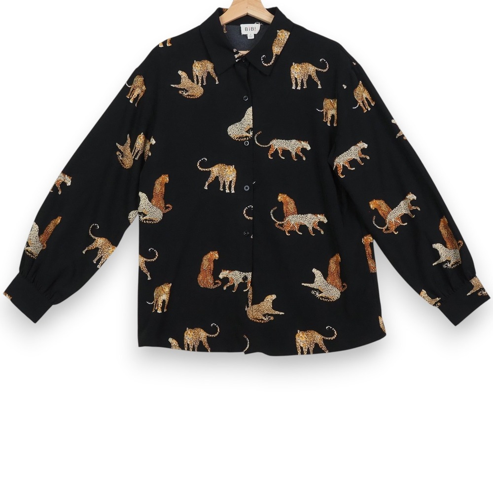 Mens Leopard Print Button Up Shirt Safari Jungle Animal Rockstar Oversized Small